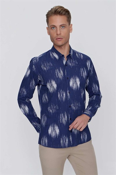 G 1515 Slim Fit Lacivert Spor Gömlek