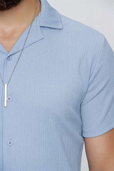 G 1516 Slim Fit Mavi Spor Gömlek