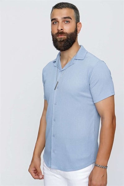 G 1516 Slim Fit Mavi Spor Gömlek