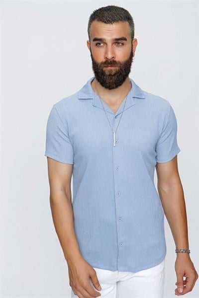 G 1516 Slim Fit Mavi Spor Gömlek