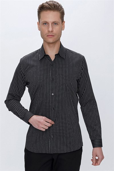 G 1519 Slim Fit Siyah Spor Gömlek