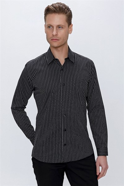 G 1519 Slim Fit Siyah Spor Gömlek