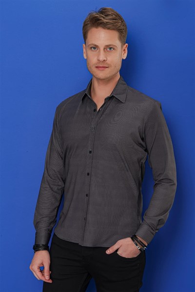 G 1524 Slim Fit Siyah Spor Gömlek