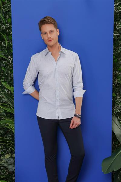 G 1532 Slim Fit Mavi Klasik Gömlek