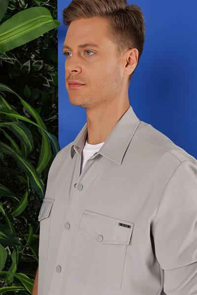 G 1534 Slim Fit Gri Klasik Gömlek