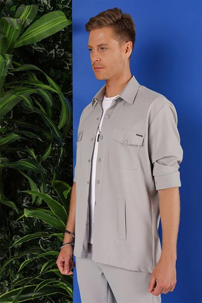 G 1534 Slim Fit Gri Klasik Gömlek