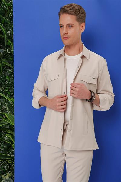 G 1534 Slim Fit Taş Klasik Gömlek