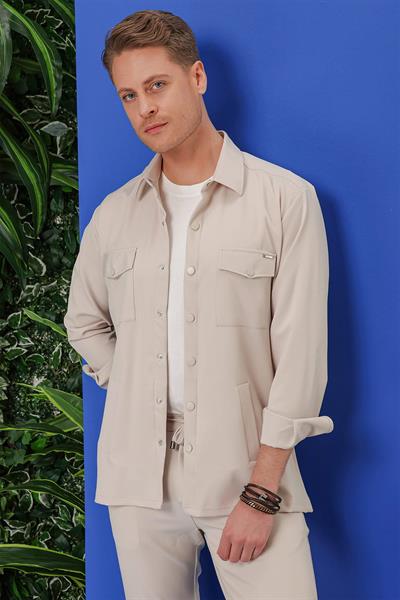 G 1534 Slim Fit Taş Klasik Gömlek