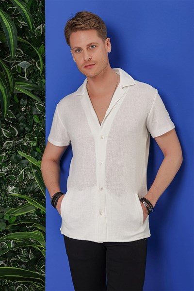 G 1535 Slim Fit Beyaz Klasik Gömlek