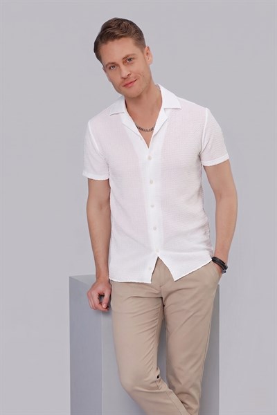 G 1536 Slim Fit Beyaz Klasik Gömlek