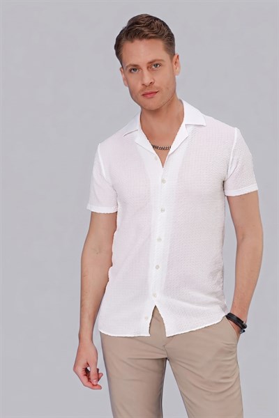 G 1536 Slim Fit Beyaz Klasik Gömlek