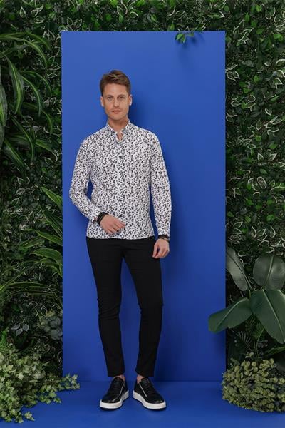 G 1546 Slim Fit Beyaz Klasik Gömlek