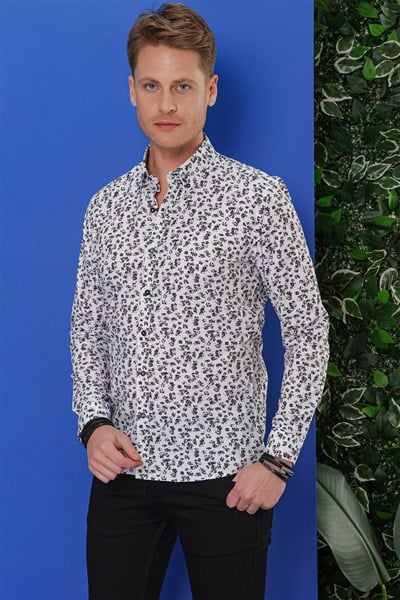 G 1546 Slim Fit Beyaz Klasik Gömlek