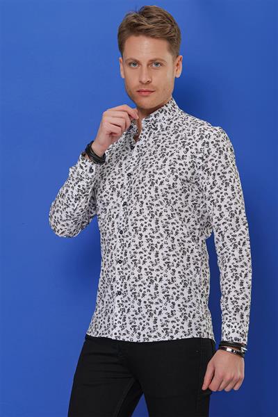 G 1546 Slim Fit Beyaz Klasik Gömlek