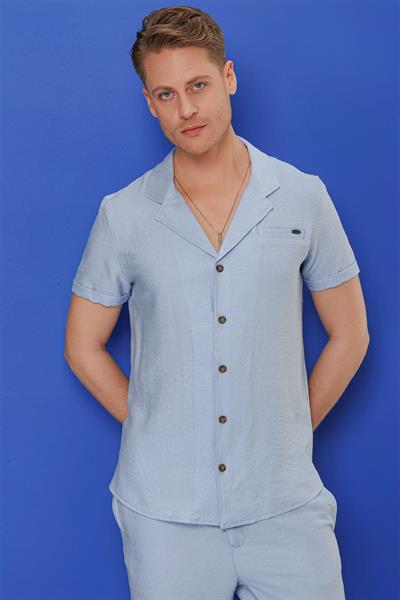 G 1549 Slim Fit Mavi Klasik Gömlek