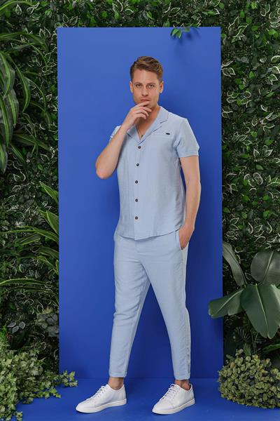 G 1549 Slim Fit Mavi Klasik Gömlek