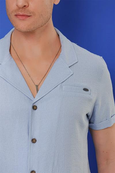G 1549 Slim Fit Mavi Klasik Gömlek