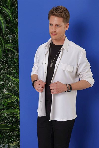 G 1551 Slim Fit Beyaz Klasik Gömlek