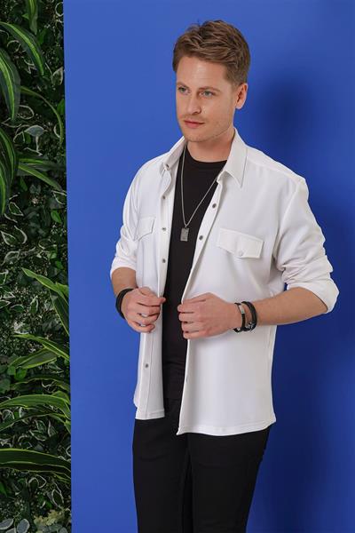 G 1551 Slim Fit Beyaz Klasik Gömlek