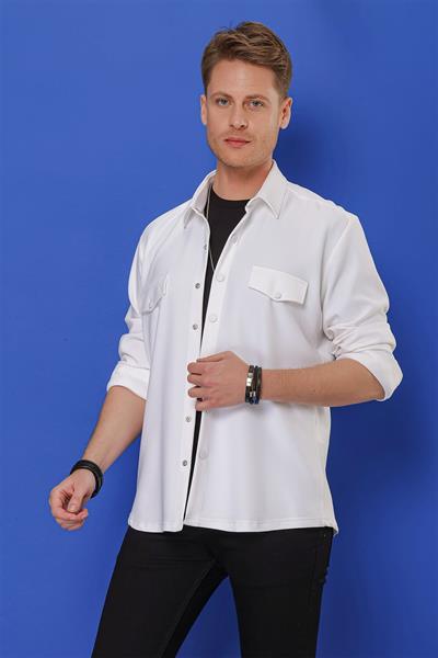 G 1551 Slim Fit Beyaz Klasik Gömlek