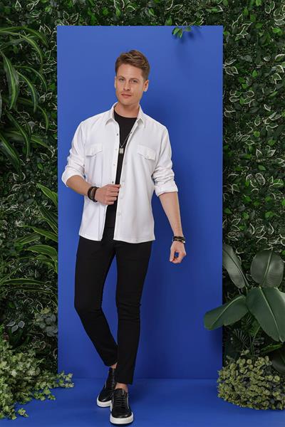 G 1551 Slim Fit Beyaz Klasik Gömlek