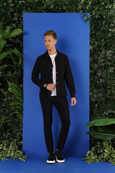 G 1553 Slim Fit Siyah Klasik Gömlek