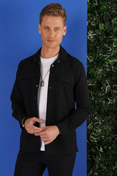 G 1553 Slim Fit Siyah Klasik Gömlek