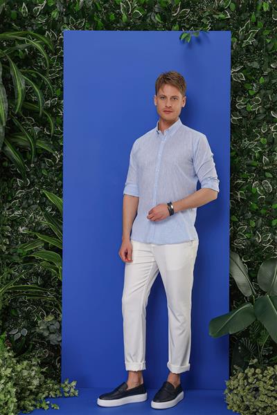 G 1554 Slim Fit Açık Mavi Klasik Gömlek