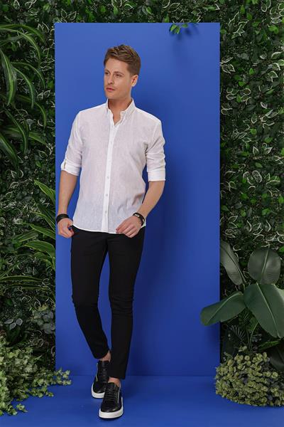 G 1554 Slim Fit Beyaz Klasik Gömlek