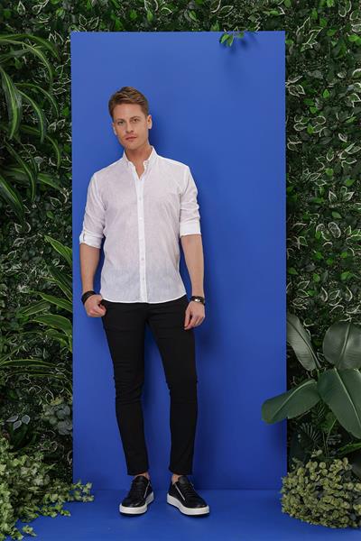G 1554 Slim Fit Beyaz Klasik Gömlek