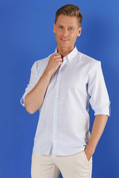 G 1555 Slim Fit Açık Mavi Klasik Gömlek