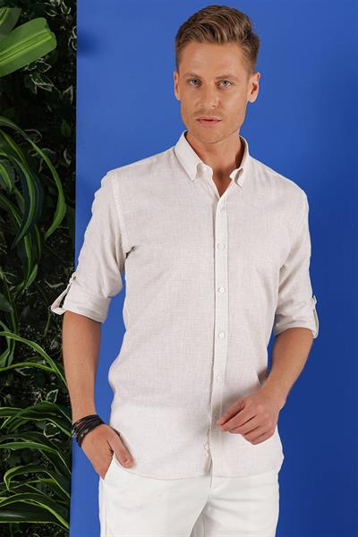 G 1555 Slim Fit Taş Klasik Gömlek