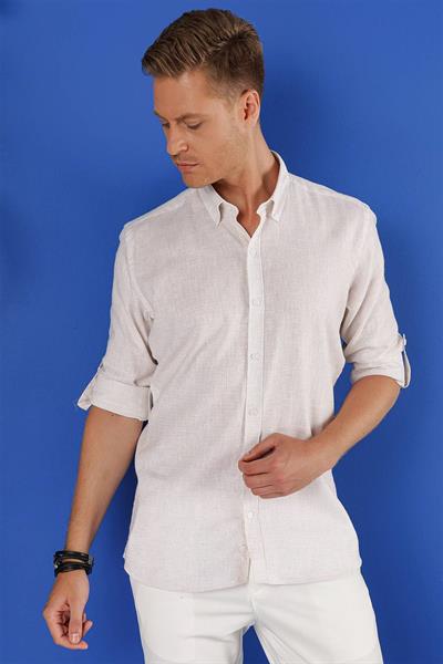 G 1555 Slim Fit Taş Klasik Gömlek