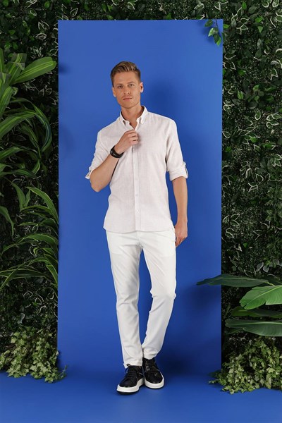 G 1555 Slim Fit Taş Klasik Gömlek