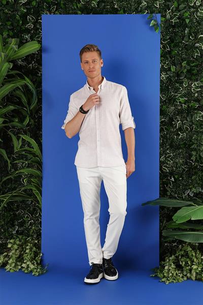 G 1555 Slim Fit Taş Klasik Gömlek