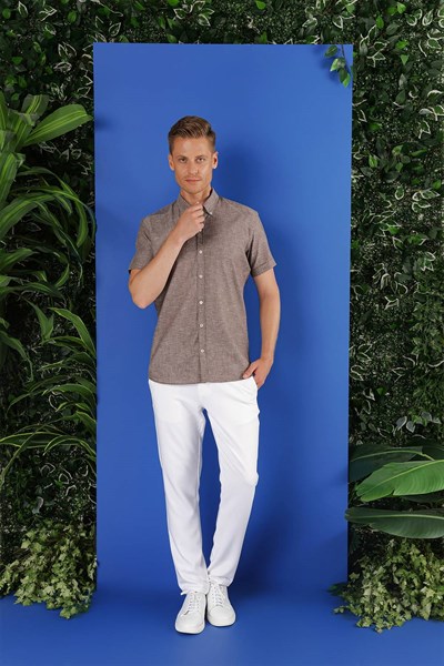 G 1556 Slim Fit Füme Klasik Gömlek