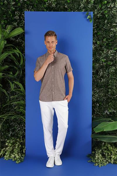 G 1556 Slim Fit Füme Klasik Gömlek