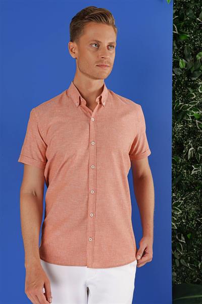 G 1556 Slim Fit Kiremit Klasik Gömlek