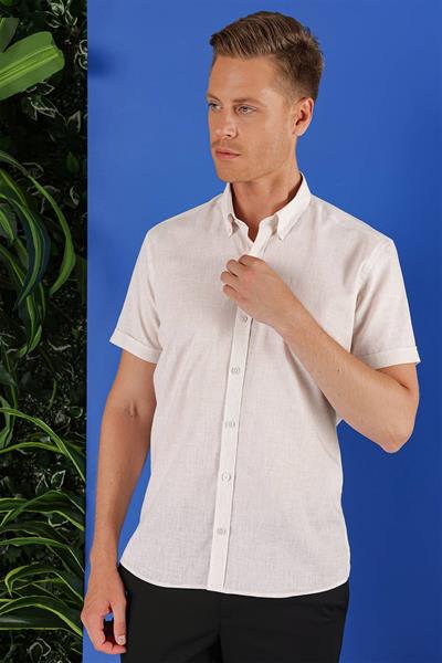 G 1556 Slim Fit Taş Klasik Gömlek