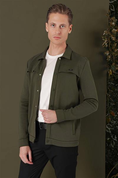 G 1562 Slim Fit Haki Klasik Gömlek