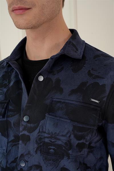 G 1578 Slim Fit Lacivert Klasik Gömlek