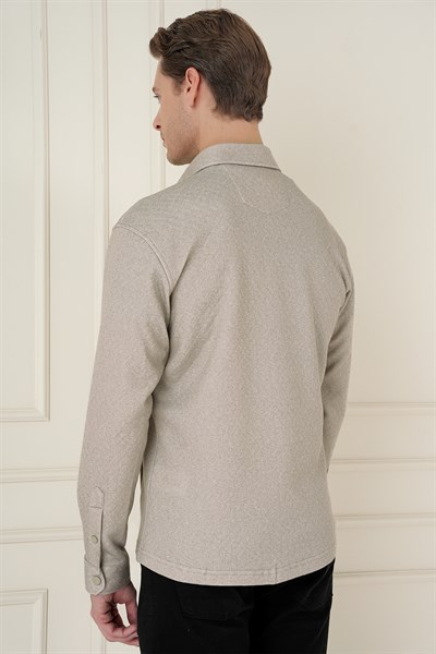 G 1581 Slim Fit Bej Klasik Gömlek