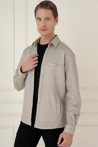 G 1581 Slim Fit Bej Klasik Gömlek