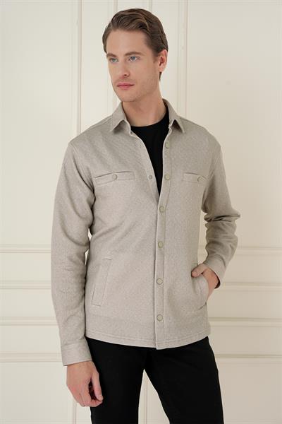 G 1581 Slim Fit Bej Klasik Gömlek