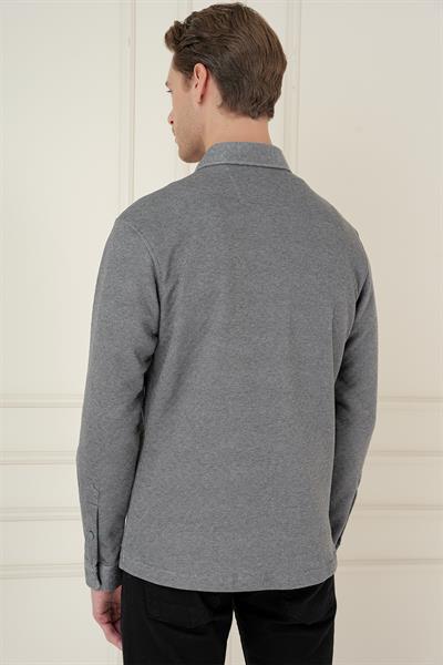 G 1581 Slim Fit Gri Klasik Gömlek