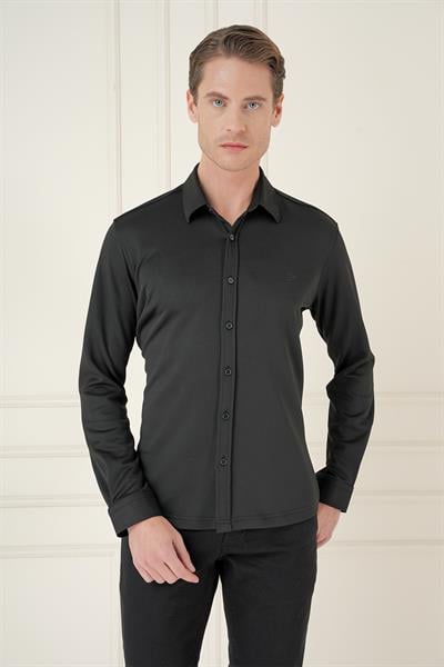 G 1583 Slim Fit Siyah Klasik Gömlek