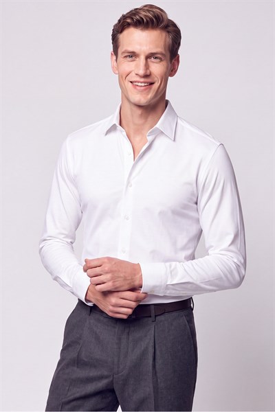 Slim Fit  Pamuklu Beyaz Gömlek G 1607  
