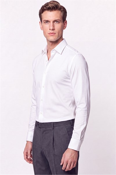 Slim Fit  Pamuklu Beyaz Gömlek G 1607  
