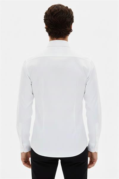 Slim Fit Kravat Yaka Uzun Kol Pamuklu Beyaz Gömlek GK 2025