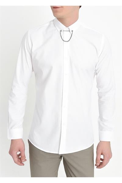 GK 565 Slim Fit Beyaz Klasik Gömlek